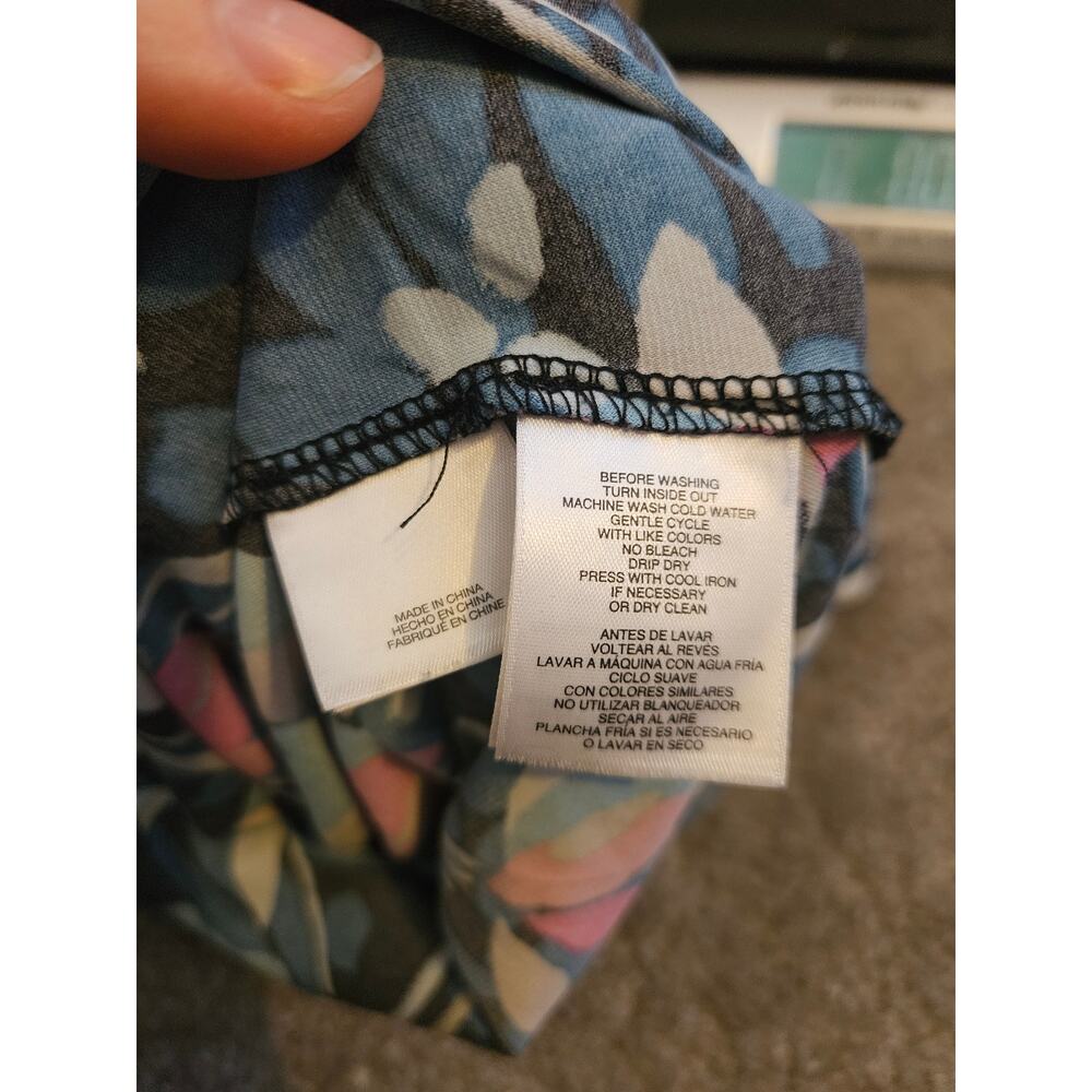 Anne Klein Size Large L Floral Abstract Vibrant Print Unique Sleeveless Blouse - Picture 8 of 8